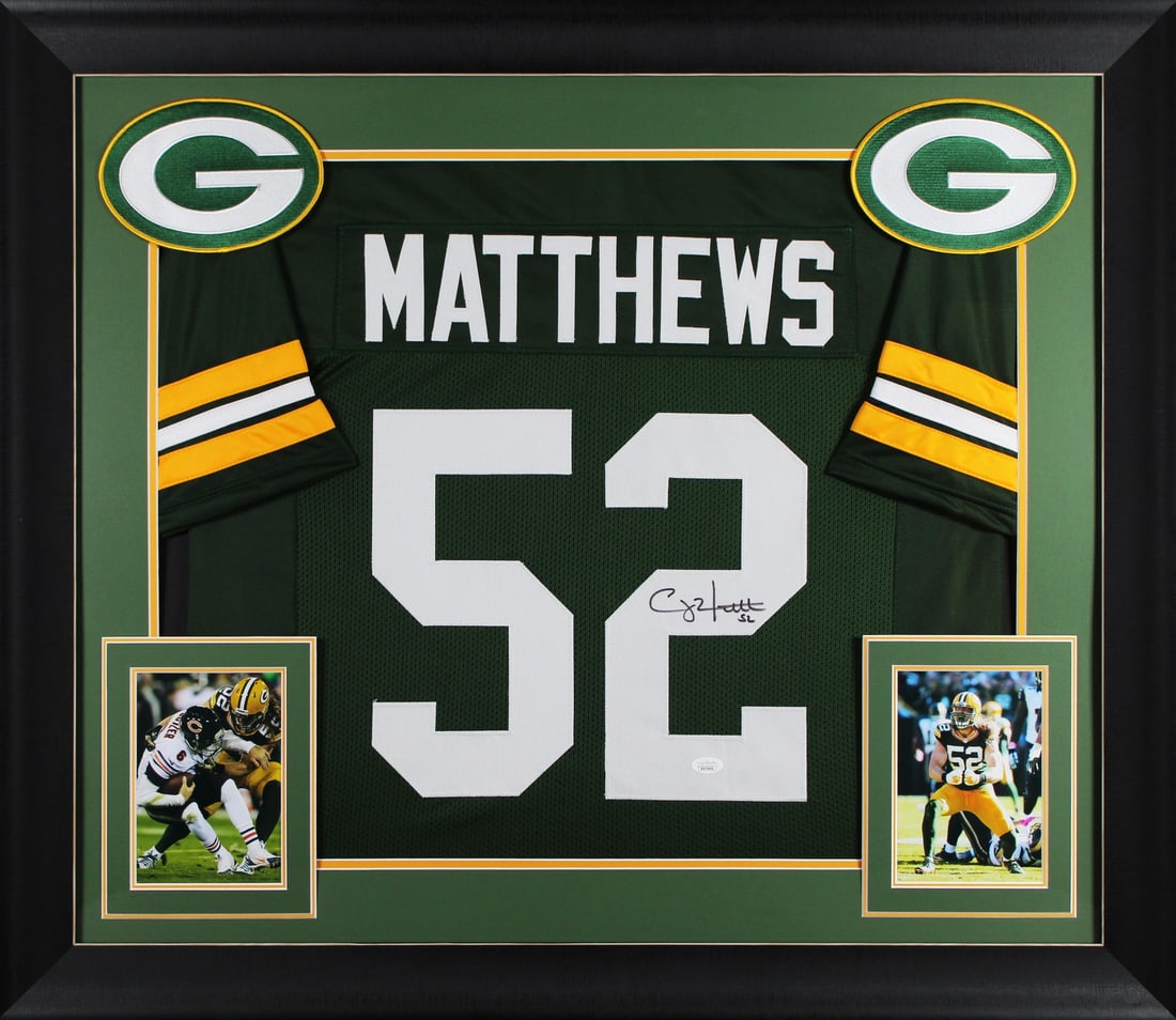 Clay Matthews III Signed Framed Green Bay Packers Jersey JSA COA: Clay Matthews III Signed Framed Green Bay Packers Jersey JSA COA Celebrate your love for the Green Bay Packers with this authentic framed jersey personally signed by Clay Matthews III. This original, 