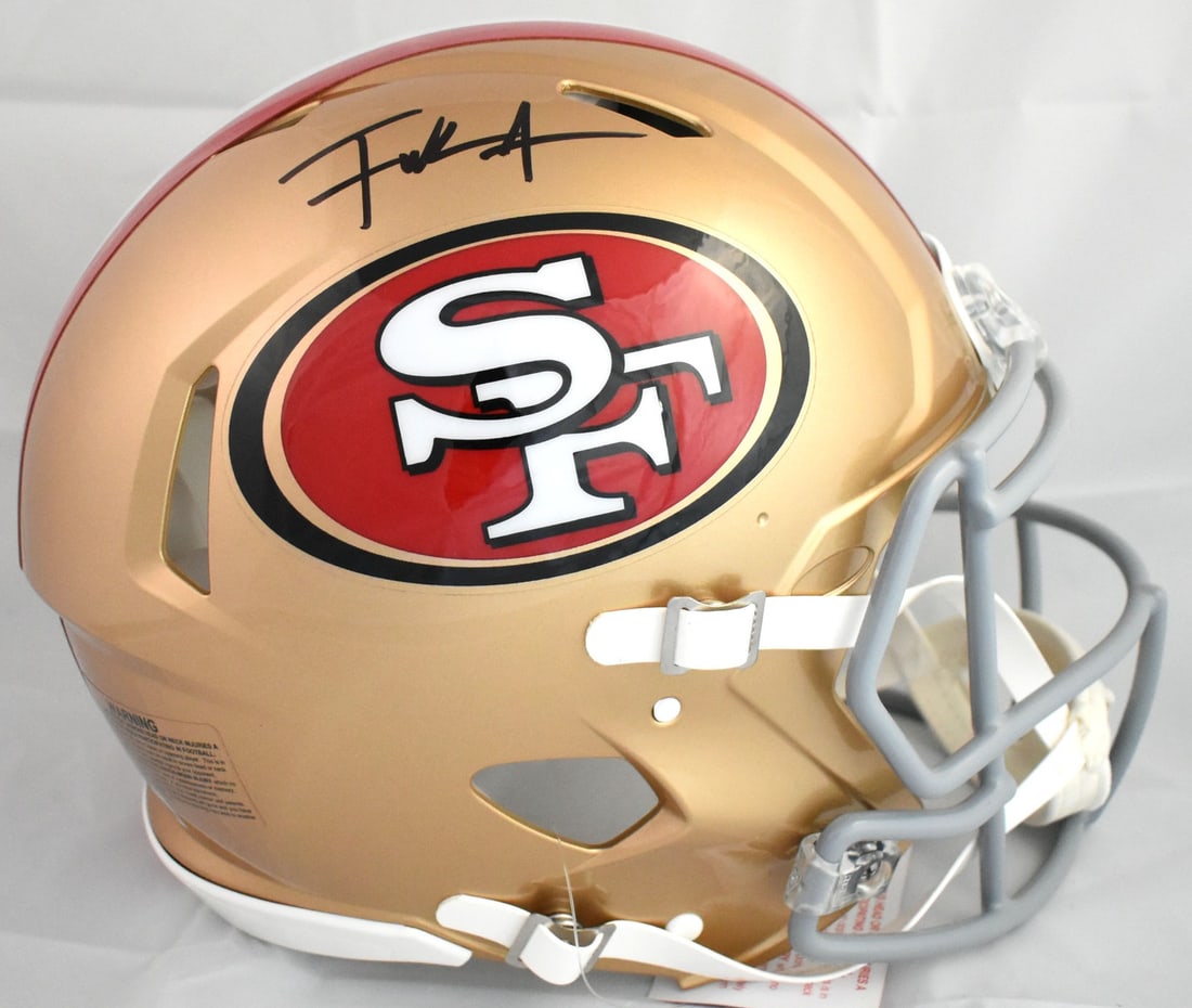 San Francisco 49ers Full Size Speed Authentic Helmet Signed by Frank Gore Beckett Holo: San Francisco 49ers Full Size Speed Authentic Helmet Signed by Frank Gore Beckett Holo This is a pre-owned San Francisco 49ers full-size Speed Authentic helmet, personally signed by Frank Gore. The he