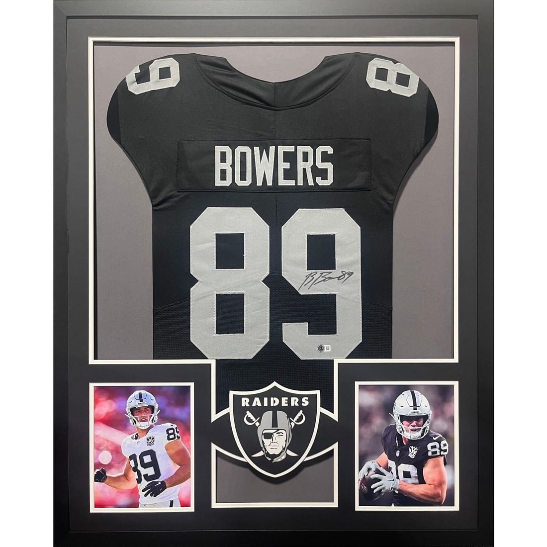 Brock Bowers Autographed Framed Black Jersey Beckett Authenticated: Brock Bowers Autographed Framed Black Jersey Beckett Authenticated This autographed Brock Bowers framed black jersey is a must-have for any Raiders fan. The jersey features a tamper-proof sticker from