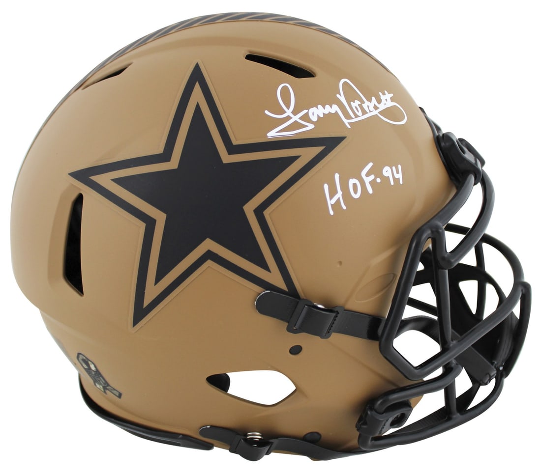 Tony Dorsett Signed Full Size Helmet HOF 94 BAS Witness Dallas Cowboys: Tony Dorsett Signed Full Size Helmet HOF 94 BAS Witness Dallas Cowboys Celebrate the legacy of Tony Dorsett with this premium, autographed alternate 2023 Salute To Service II Riddell Authentic Full Si