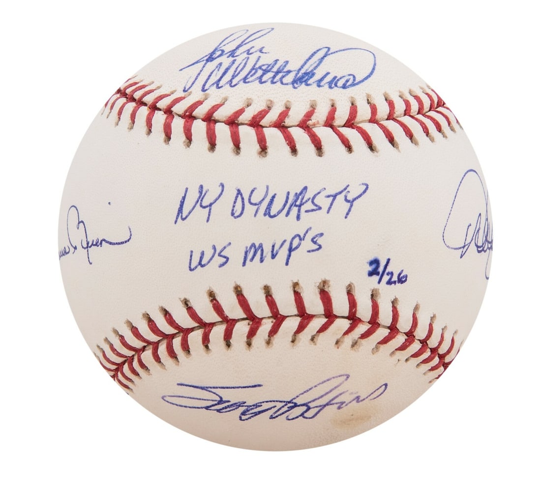 Yankees Dynasty World Series MVPs Signed Baseball Jeter Rivera Steiner COA: Yankees Dynasty World Series MVPs Signed Baseball Jeter Rivera Steiner COA This is an Official Major League Allan H. Selig baseball, multi-signed by four New York Yankees World Series Most Valuable Pl