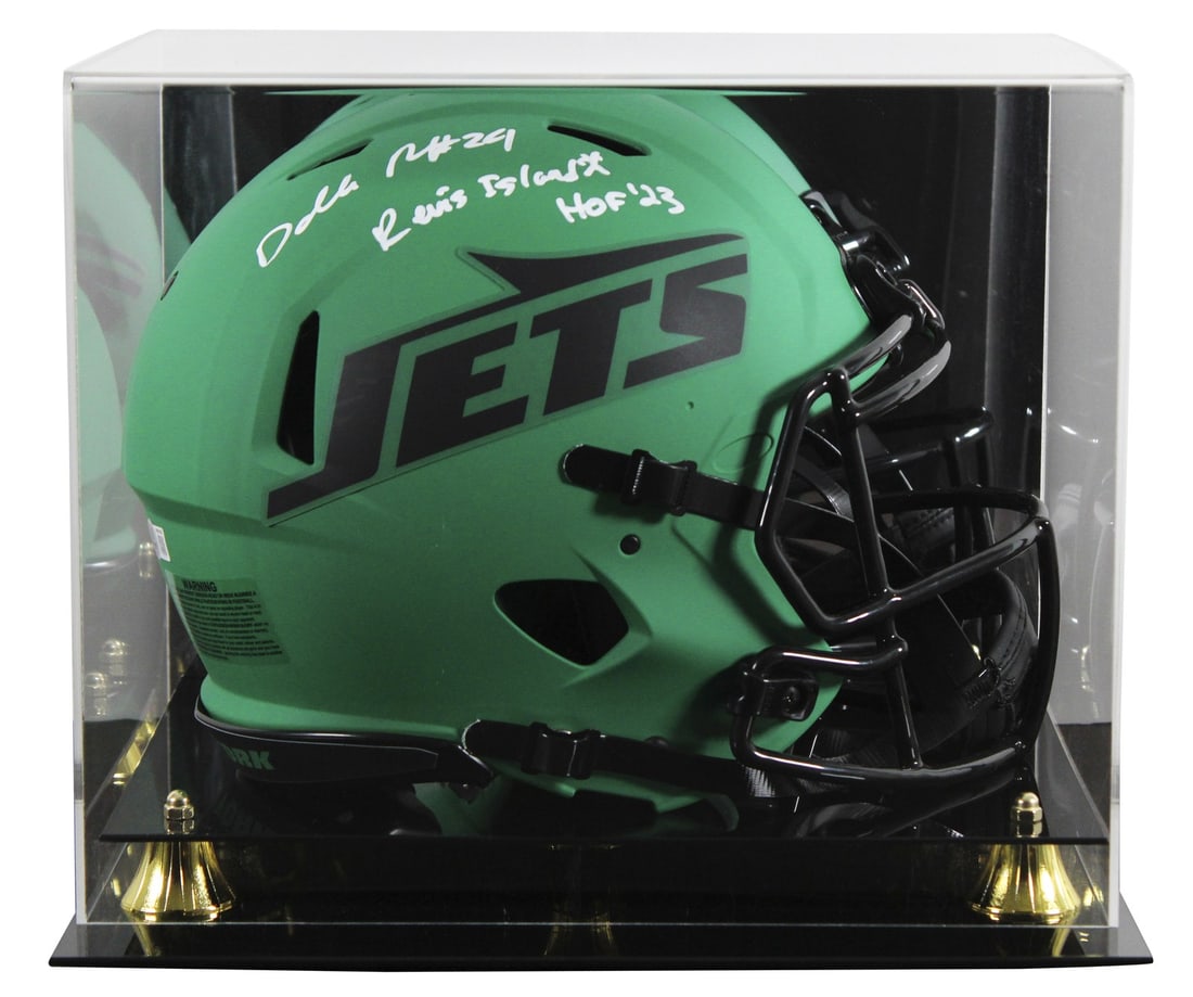 Darelle Revis signed Jets Riddell Speed Proline helmet with case BAS witnessed: Darelle Revis signed Jets Riddell Speed Proline helmet with case BAS witnessed Autographed alternate Rave Riddell full size Speed Proline helmet signed by Darelle Revis of the New York Jets. The inscr