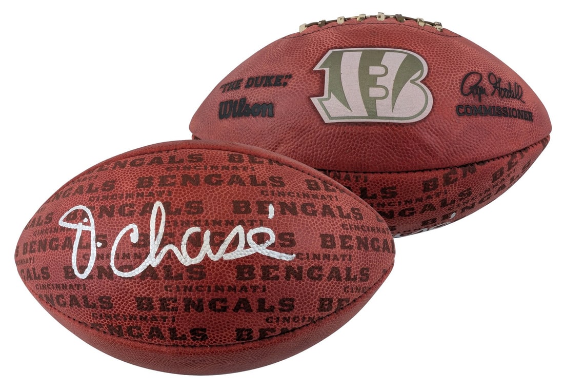 Ja'Marr Chase Signed Wilson Duke Football BAS Witnessed Cincinnati Bengals: Ja'Marr Chase Signed Wilson Duke Football BAS Witnessed Cincinnati Bengals This official Wilson "The Duke" NFL football has been personally signed by Ja'Marr Chase of the Cincinnati Bengals. The item 