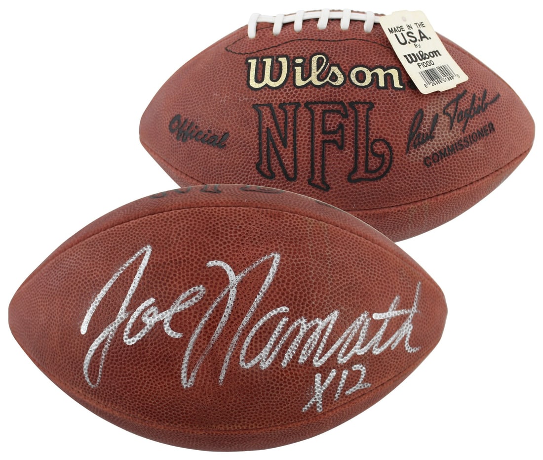 Joe Namath signed Wilson NFL football Beckett BAS New York Jets: Joe Namath signed Wilson NFL football Beckett BAS New York Jets This is an original Official Wilson NFL football personally signed by Joe Namath of the New York Jets. The item is pre-owned and include