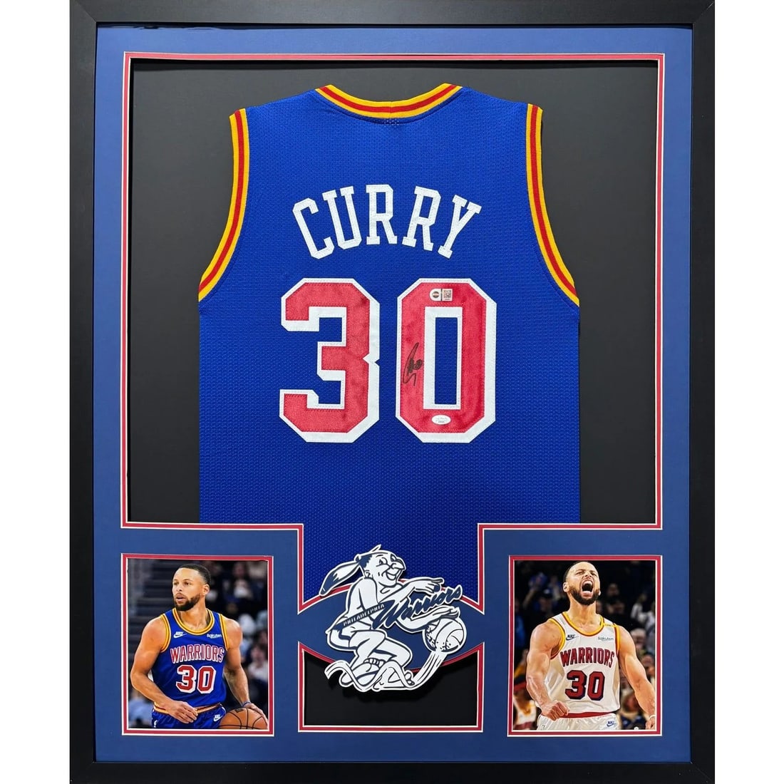 Stephen Curry Signed Framed Throwback Jersey JSA Authentic Warriors: Stephen Curry Signed Framed Throwback Jersey JSA Authentic Warriors This autographed Stephen Curry framed throwback jersey features the classic Warriors design from when the team was based in Philadel