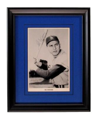 Framed Gil Hodges Dodgers Autographed 5x7.5 Photo PSA DNA HOF: Framed Gil Hodges Dodgers Autographed 5x7.5 Photo PSA DNA HOF Framed black and white 5 x 7.5 photo signed/autographed by Gil Hodges, featuring the Los Angeles Dodgers. The item is described as HOF and