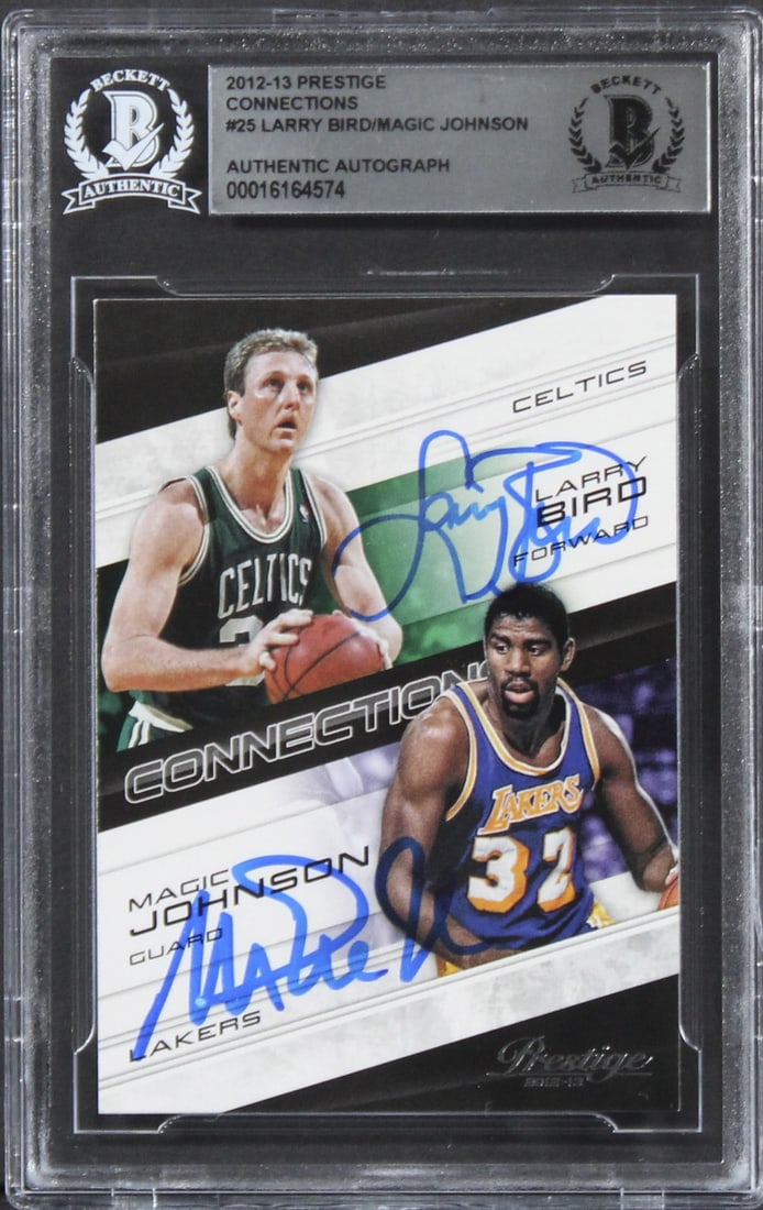 2012 Prestige Connections 25 dual-signed card Larry Bird Magic Johnson Beckett (1 of 2)