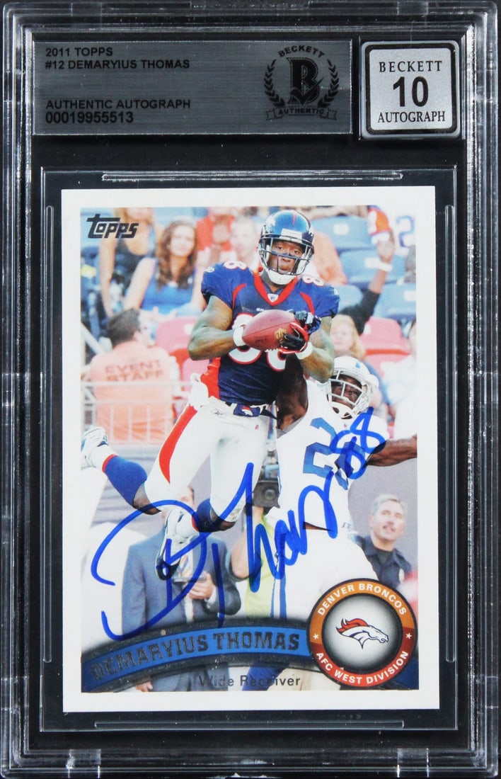 Demaryius Thomas 2011 Topps #12 Autographed Beckett Slabbed Gem Mint 10 (1 of 2)