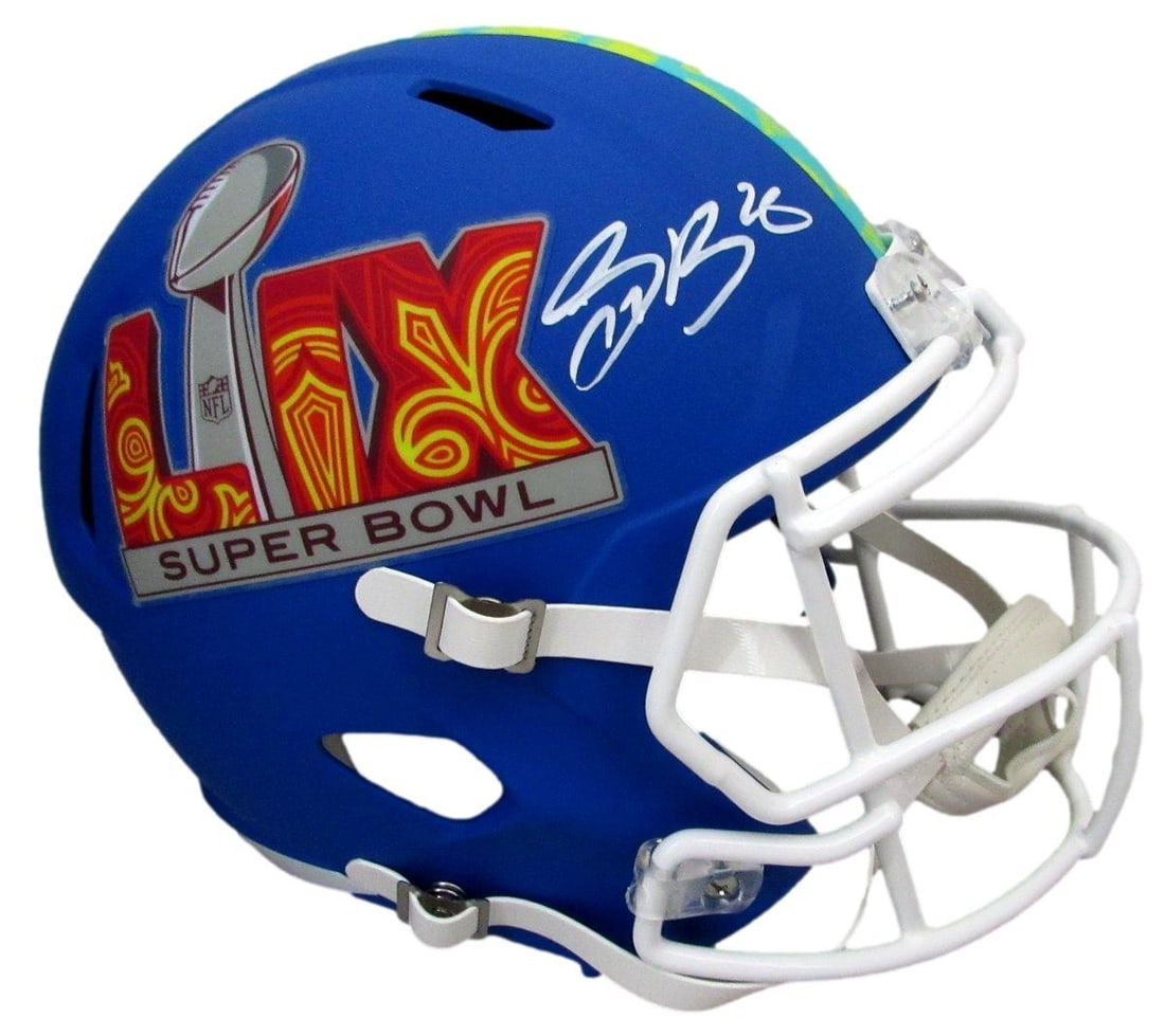 Saquon Barkley Signed Blue Super Bowl LIX Replica Helmet PSA Authenticated: Saquon Barkley Signed Blue Super Bowl LIX Replica Helmet PSA Authenticated Offered is a Saquon Barkley signed blue Super Bowl LIX full-size replica football helmet featuring the Philadelphia Eagles. T