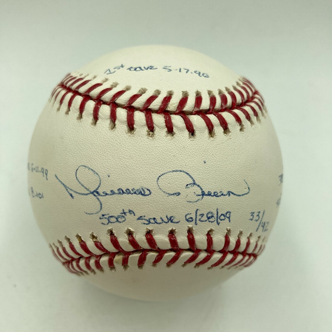 Steiner COA Mariano Rivera signed inscribed career saves baseball (1 of 6)