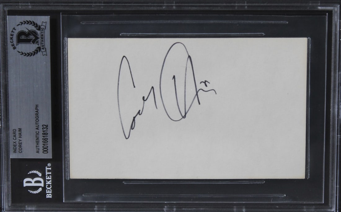 Corey Haim Signed 3x5 Index Card The Lost Boys Authenticated by Beckett: Corey Haim Signed 3x5 Index Card The Lost Boys Authenticated by Beckett This authentic autographed 3x5 index card features the signature of Corey Haim, known for his role in the cult classic film "The