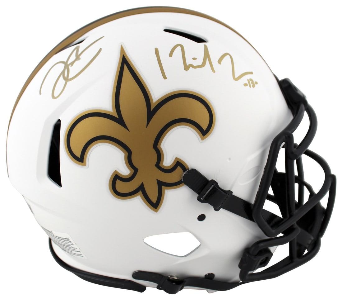New Orleans Saints Lunar Speed Proline Helmet Signed by Carr Thomas BAS (1 of 3)