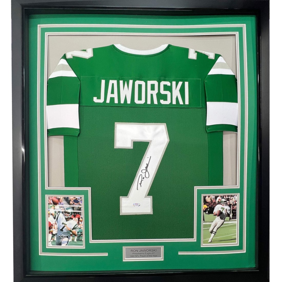 Ron Jaworski signed Eagles jersey framed JSA COA 33x42 (1 of 2)