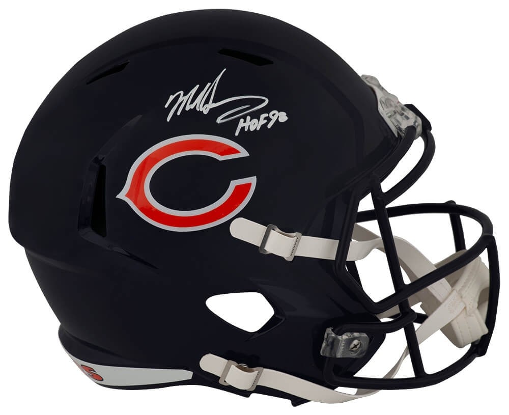 Chicago Bears Speed Replica Helmet Signed by Mike Singletary with HOF 98 Inscription: Chicago Bears Speed Replica Helmet Signed by Mike Singletary with HOF 98 Inscription This is a Chicago Bears Riddell full size speed replica helmet hand-signed by Mike Singletary. The helmet includes 