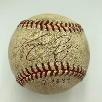 Signed game used baseball Kenny Rogers perfect game 7-28-1994 PSA DNA LOP (1 of 7)