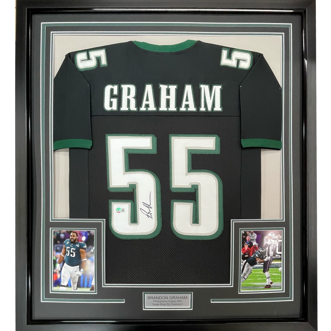 Framed Signed Brandon Graham Jersey 33x42 Philadelphia Eagles JSA COA: Framed Signed Brandon Graham Jersey 33x42 Philadelphia Eagles JSA COA This professionally framed and matted item features an autographed Philadelphia Eagles black jersey, personally signed by athlete 