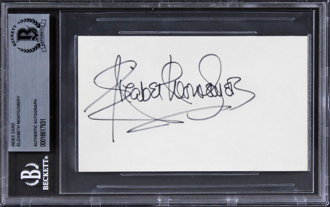 Elizabeth Montgomery Bewitched Signed 3x5 Index Card BAS Authenticated (1 of 2)