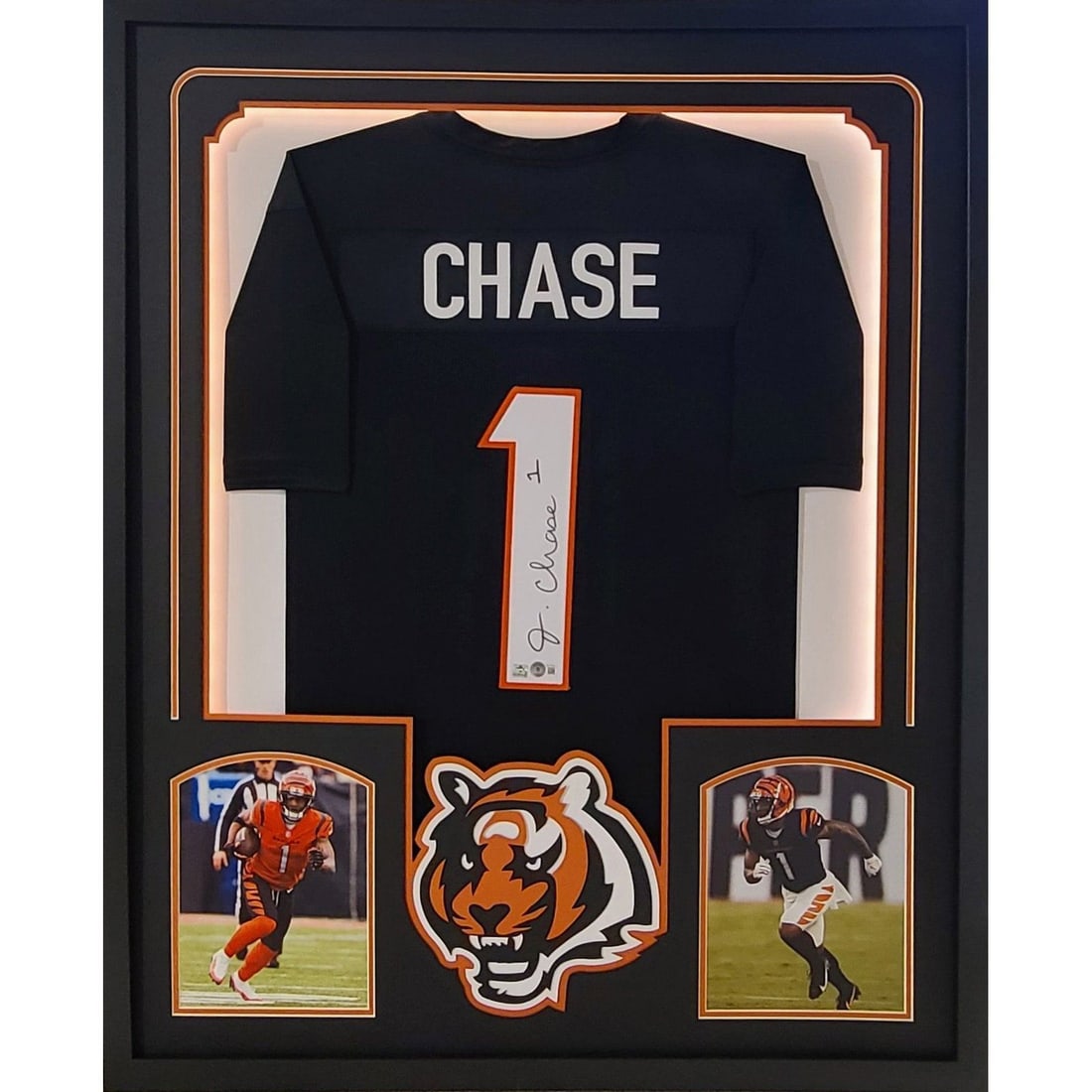 LED Display Framed Ja'Marr Chase Autographed Bengals Jersey Beckett Authenticated (1 of 5)