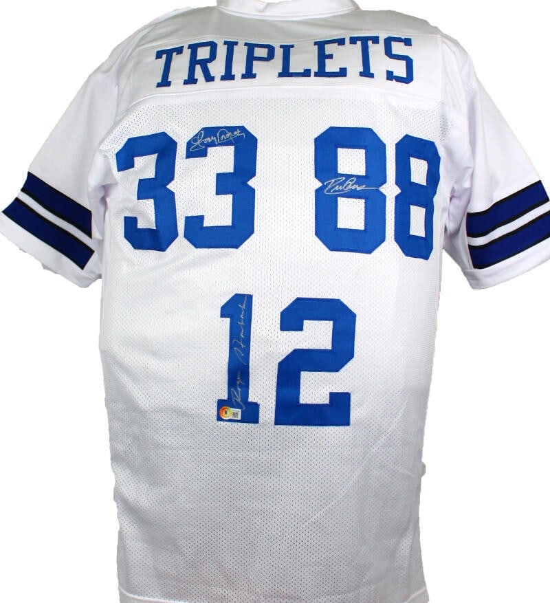 Dallas Cowboys White Pro Style Jersey Signed by Staubach Pearson Dorsett (1 of 12)