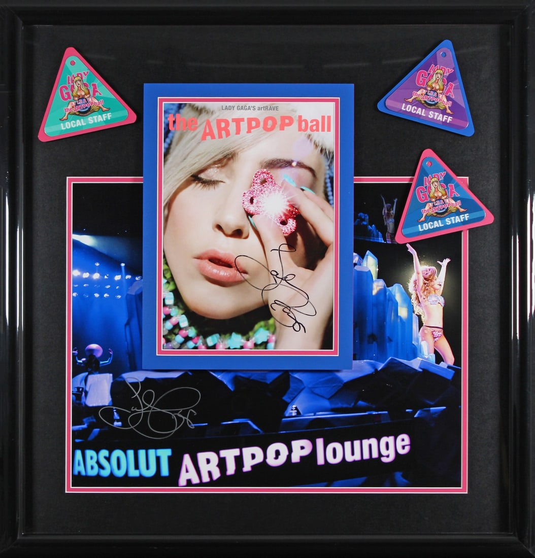 Lady Gaga autographed Art Rave Artpop Ball framed display JSA 24x26 (1 of 4)