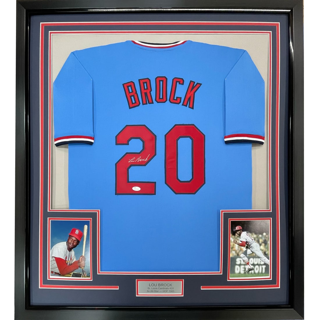 Framed Lou Brock Autographed Jersey with JSA COA 33x42 (1 of 2)