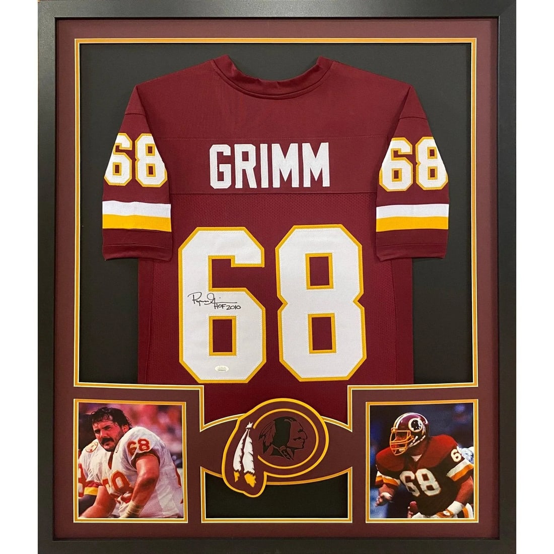 Russ Grimm Signed Framed Jersey JSA Authenticated Washington Redskins: Russ Grimm Signed Framed Jersey JSA Authenticated Washington Redskins This is an autographed framed jersey of Russ Grimm, a notable player from the Washington Redskins. The jersey is authenticated by 