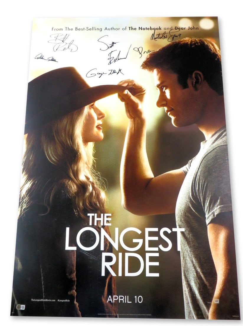 The Longest Ride Cast Signed Poster 27X40 Beckett Authenticated (1 of 3)
