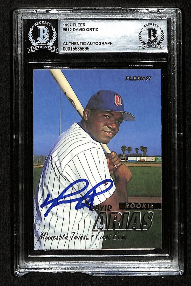 David Ortiz 1997 Fleer Rookie Card BAS Beckett Autographed Twins (1 of 2)