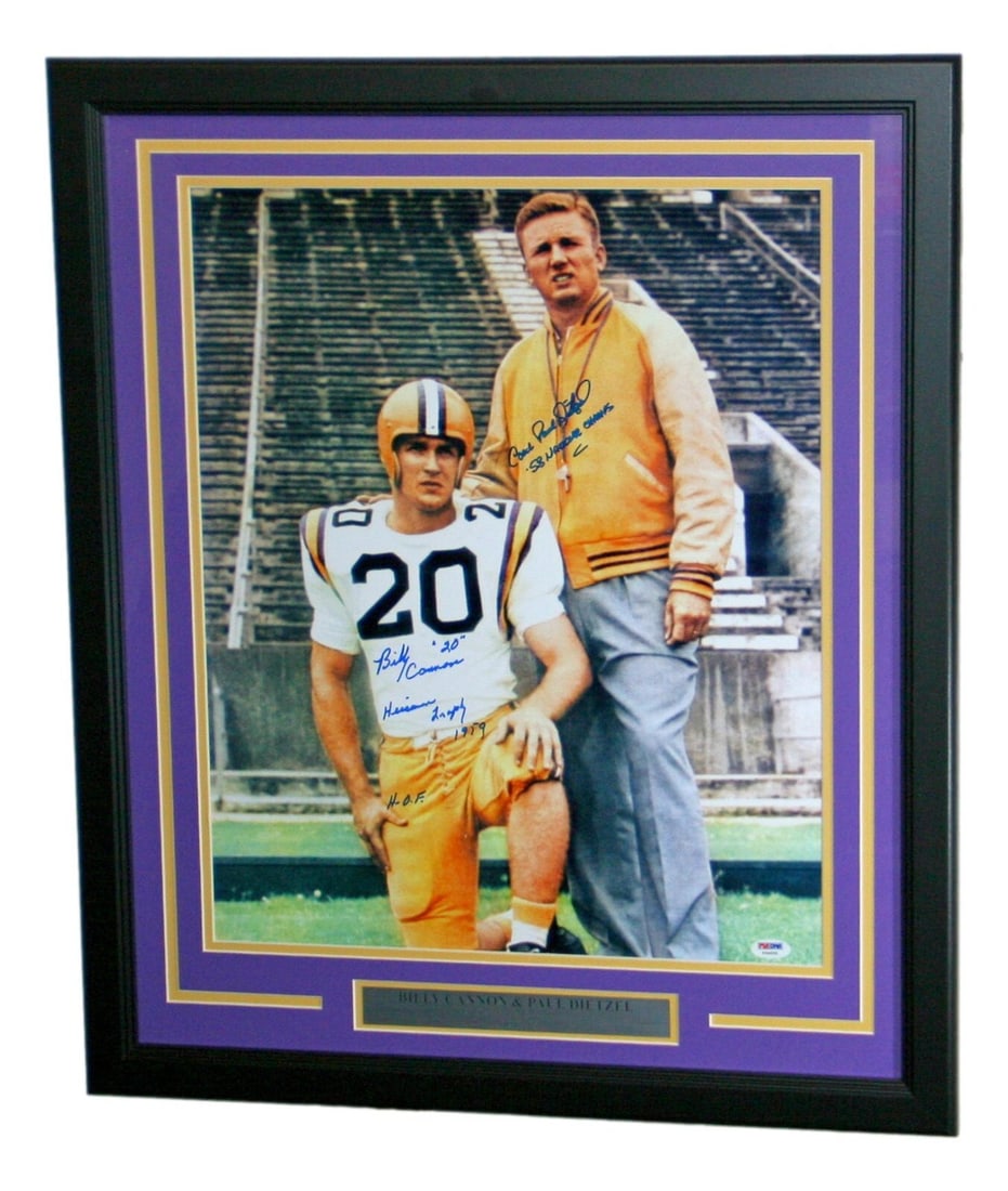 Paul Dietzel Autographed 16x20 LSU Tigers Photo Framed PSA/DNA: Paul Dietzel Autographed 16x20 LSU Tigers Photo Framed PSA/DNA This stunning 16x20 framed photo captures the legendary Paul Dietzel, a pivotal figure in LSU Tigers football history. The photo features