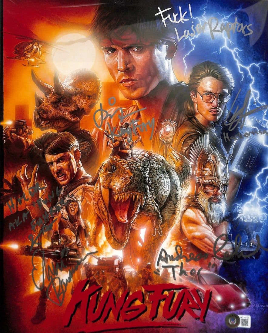 Beckett 11x14 Kung Fury cast signed color photo 5 autographs (1 of 1)