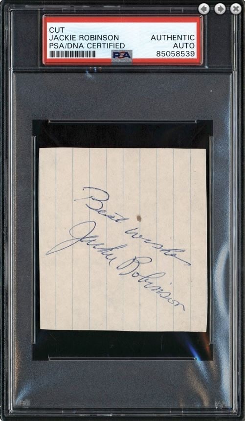 Jackie Robinson Signed Cut with Best Wishes Inscription PSA Authenticated (1 of 2)