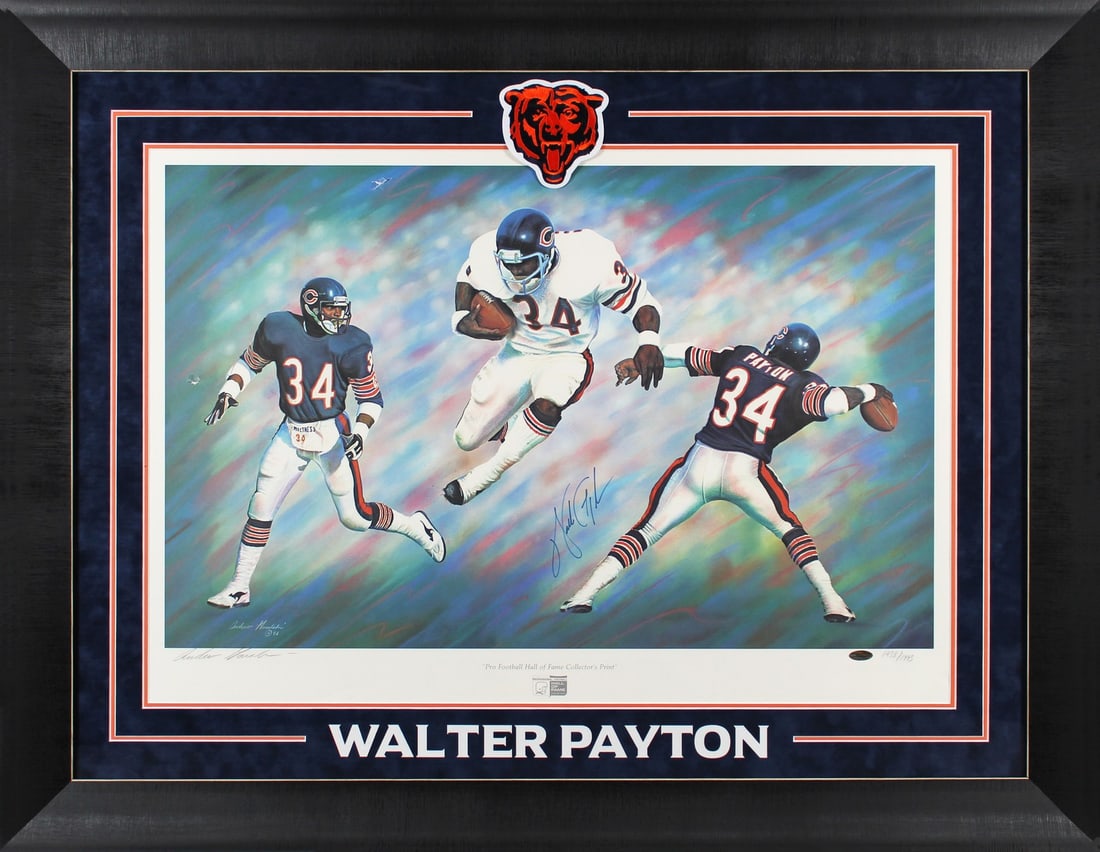 Walter Payton Autographed Framed 20x30 Lithograph Limited Edition Beckett COA (1 of 6)