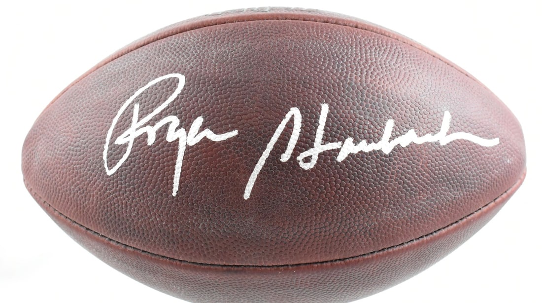 Dallas Cowboys football signed by Roger Staubach Beckett hologram: Dallas Cowboys football signed by Roger Staubach Beckett hologram This Dallas Cowboys Duke football features the autograph of Roger Staubach and includes a Beckett W hologram for added authenticity. I