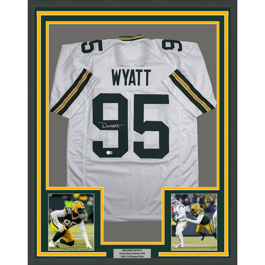 Framed Devonte Wyatt Autographed Packers Jersey BAS COA 35x39 (1 of 2)