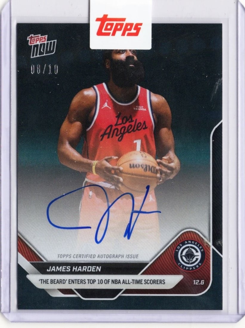 James Harden Topps Now Black Foil Auto Basketball Card 2025 #76A /10 (1 of 2)