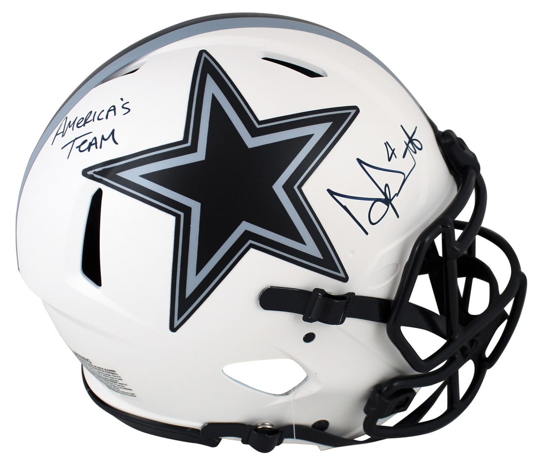 Dak Prescott signed Riddell Lunar Speed Proline helmet Beckett witnessed (1 of 7)