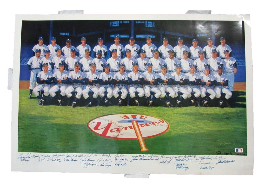 1961 Yankees World Series Champions signed lithograph poster 37x25 PSA DNA LOA (1 of 6)