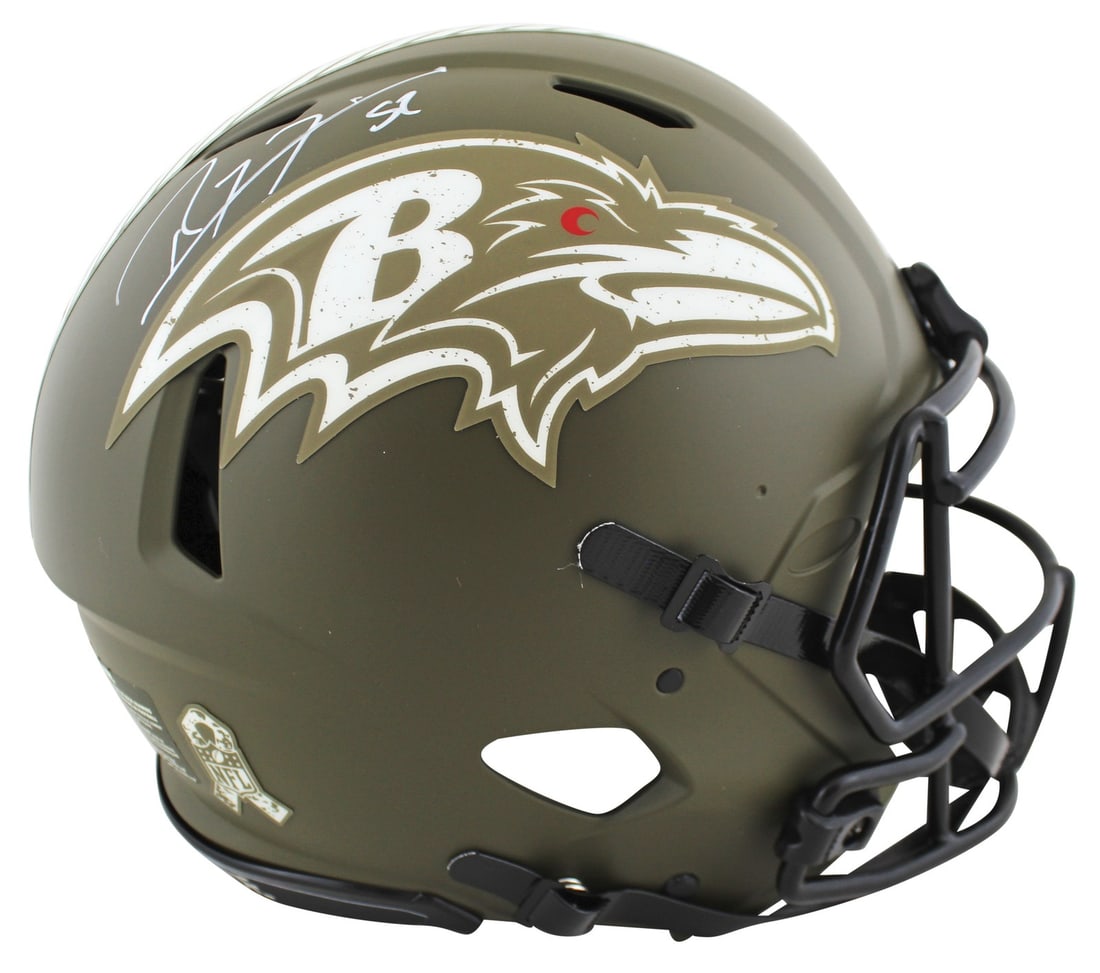 Ray Lewis Autographed Baltimore Ravens Salute To Service Proline Helmet Beckett COA: Ray Lewis Autographed Baltimore Ravens Salute To Service Proline Helmet Beckett COA This is an original Baltimore Ravens Salute To Service full-size Speed Proline helmet that has been personally signe