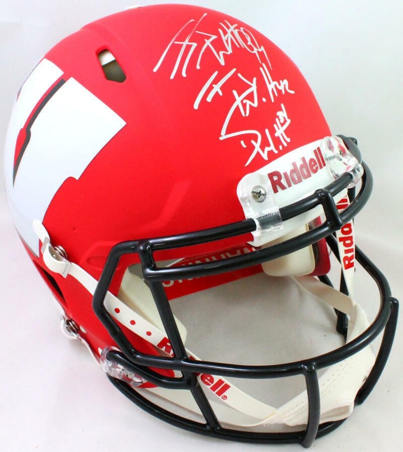 Wisconsin Badgers Amp Speed Helmet Signed by Derek TJ and JJ Watt JSA (1 of 9)