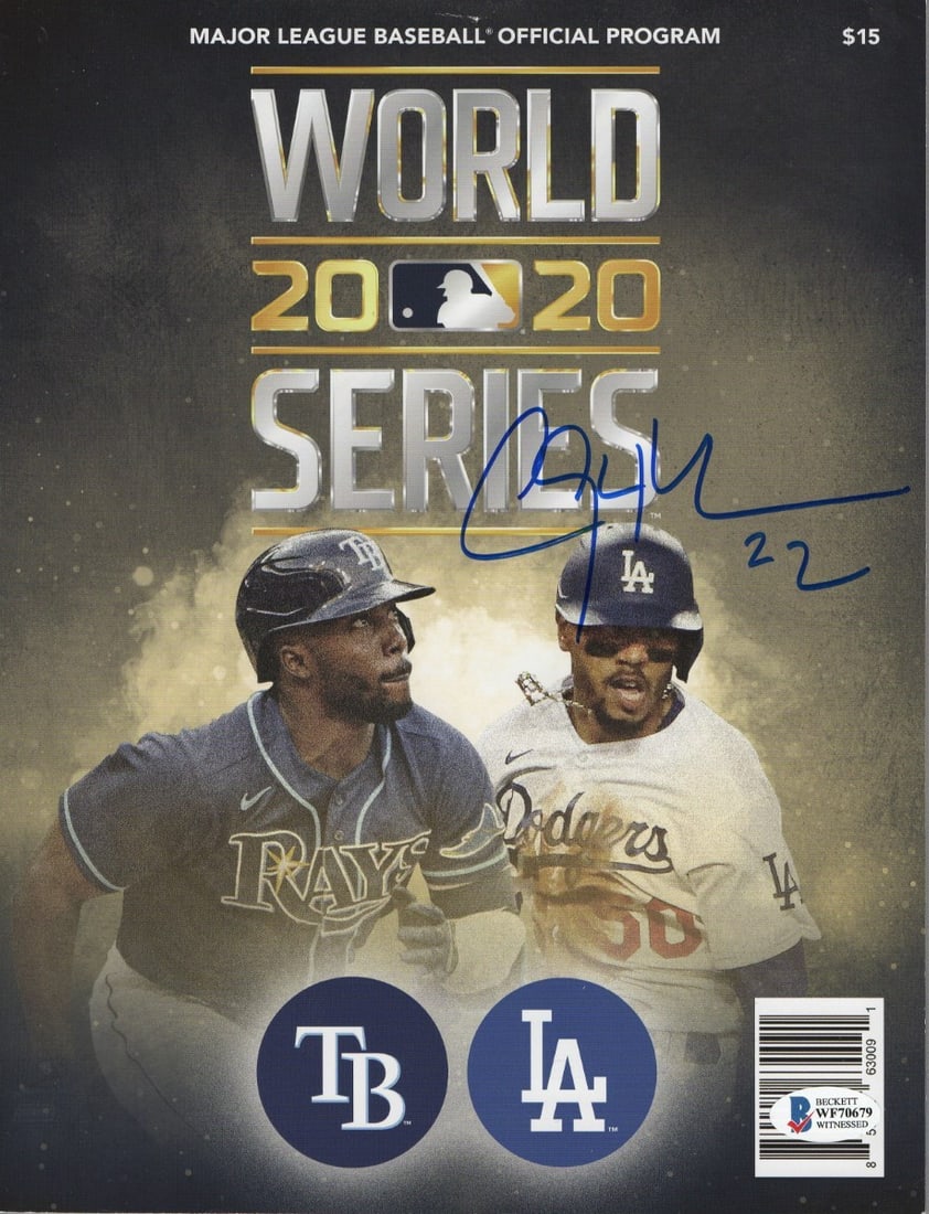 Beckett Witnessed Clayton Kershaw Signed Dodgers 2020 World Series Program (1 of 2)