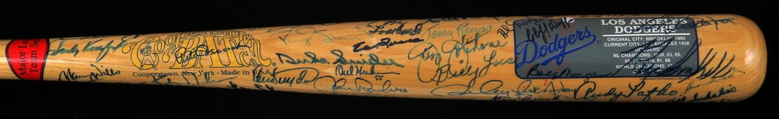 Los Angeles Dodgers Cooperstown Bat With 73 Hall Of Fame Autographs PSA DNA (1 of 5)
