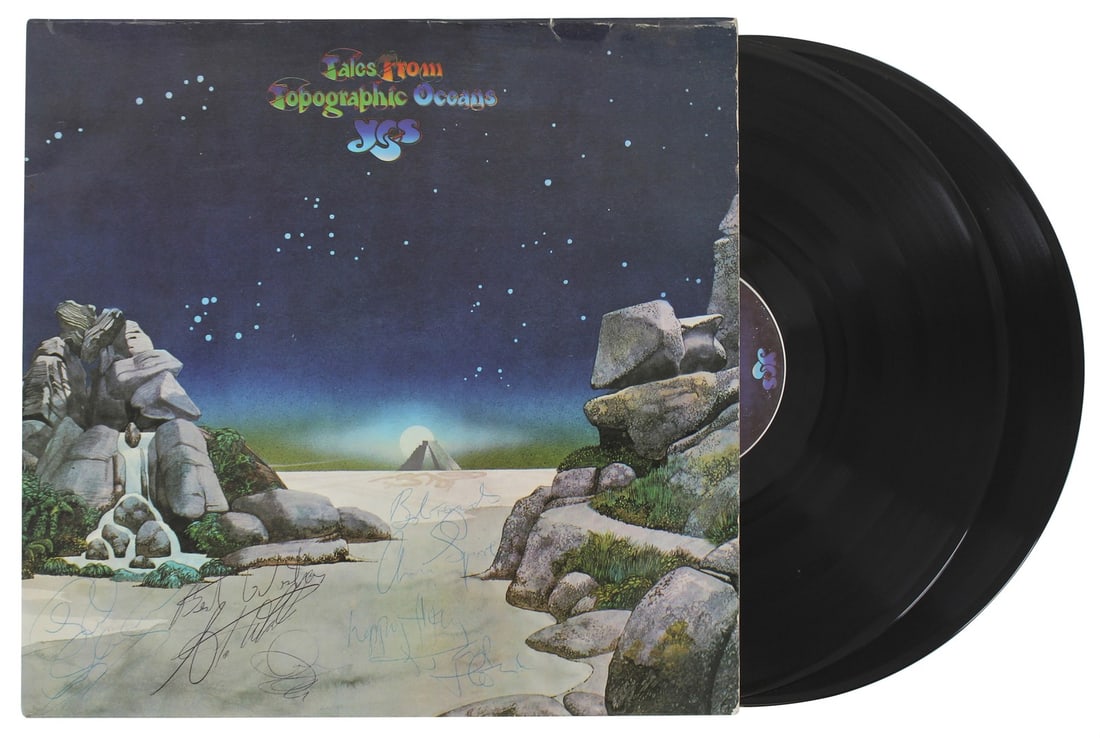 Yes Signed Album Cover with Vinyl by Anderson Squire Wakeman Howe BAS COA: Yes Signed Album Cover with Vinyl by Anderson Squire Wakeman Howe BAS COA This original signed album cover features the iconic members of Yes: Jon Anderson, Chris Squire, Rick Wakeman, and Steve Howe.