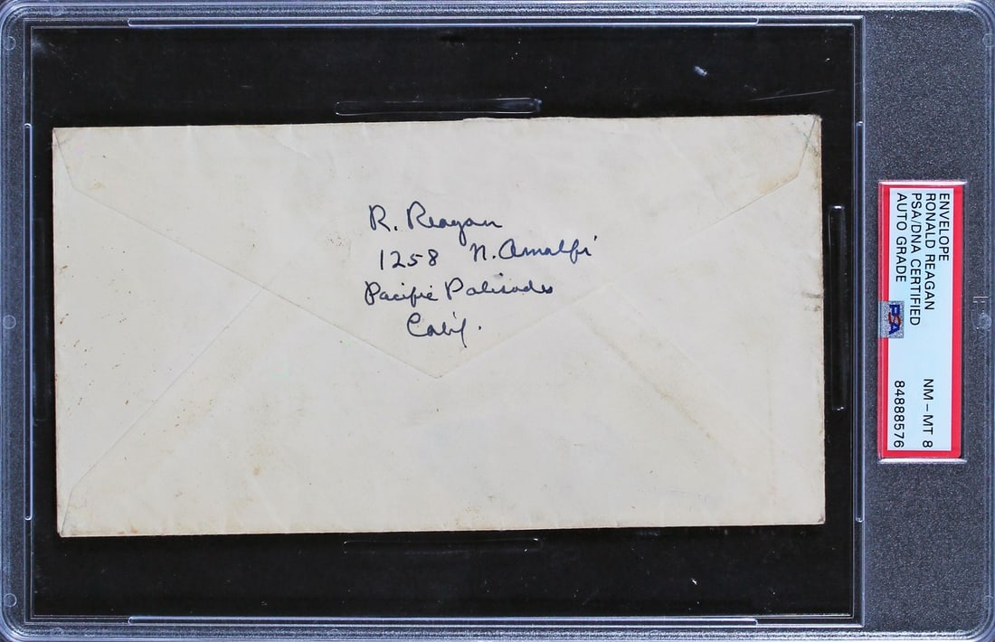 Ronald Reagan Signed 1955 Envelope Auto Graded NM-MT 8 PSA Slabbed (1 of 5)