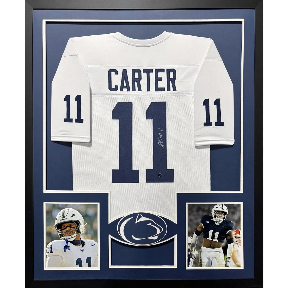 Framed Penn State Abdul Carter Autographed White Jersey Authentic Ink COA: Framed Penn State Abdul Carter Autographed White Jersey Authentic Ink COA This framed Penn State White jersey is autographed by Abdul Carter and includes authentication from Authentic Ink with a tampe