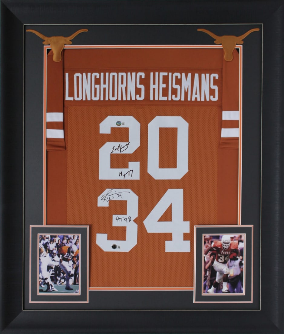 Ricky Williams Earl Campbell Signed Framed Jersey Texas Longhorns Beckett Authenticated (1 of 2)