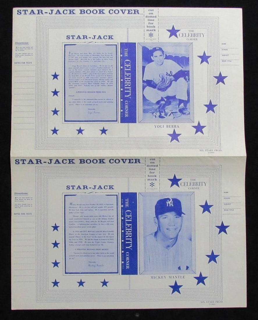 1960 Mickey Mantle Yogi Berra Star-Jack Book Covers Yankees: 1960 Mickey Mantle Yogi Berra Star-Jack Book Covers Yankees Offered are original 1960 Mickey Mantle and Yogi Berra Star-Jack book covers featuring iconic players from the New York Yankees. Designed fo