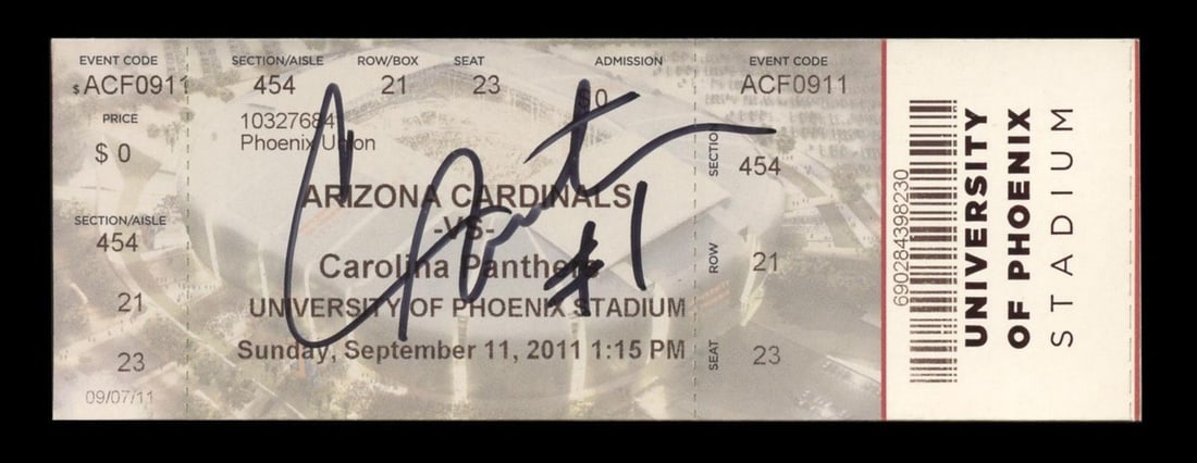 Cam Newton Signed Original 1st Game Ticket with JSA COA: Cam Newton Signed Original 1st Game Ticket with JSA COA Celebrate a historic moment in NFL history with this original ticket from Cam Newton's debut game on September 11, 2011. Featuring a remarkable 