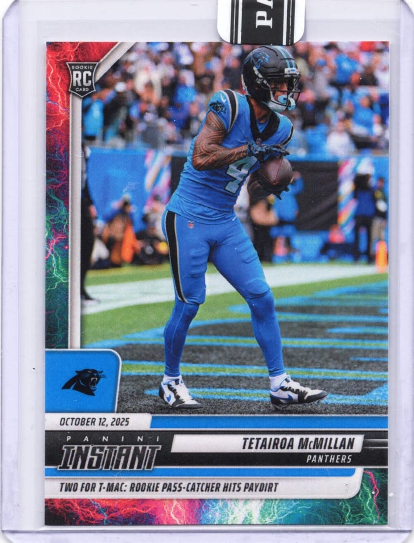 2025 Panini Instant Tetairoa McMillan #143 Lightning /5 Rookie Card NFL: 2025 Panini Instant Tetairoa McMillan #143 Lightning /5 Rookie Card NFL Introducing the 2025 Panini Instant Tetairoa McMillan #143 Lightning /5 Rookie RC Football Card, a must-have for collectors and 