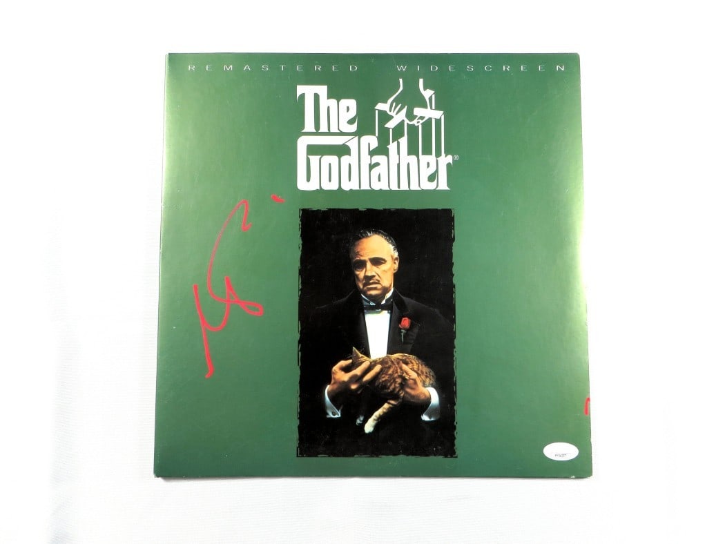 Al Pacino Autographed The Godfather Laserdisc Cover JSA Authenticated: Al Pacino Autographed The Godfather Laserdisc Cover JSA Authenticated Celebrate cinematic history with this Al Pacino autographed laserdisc cover from the iconic film, The Godfather. This original DVD