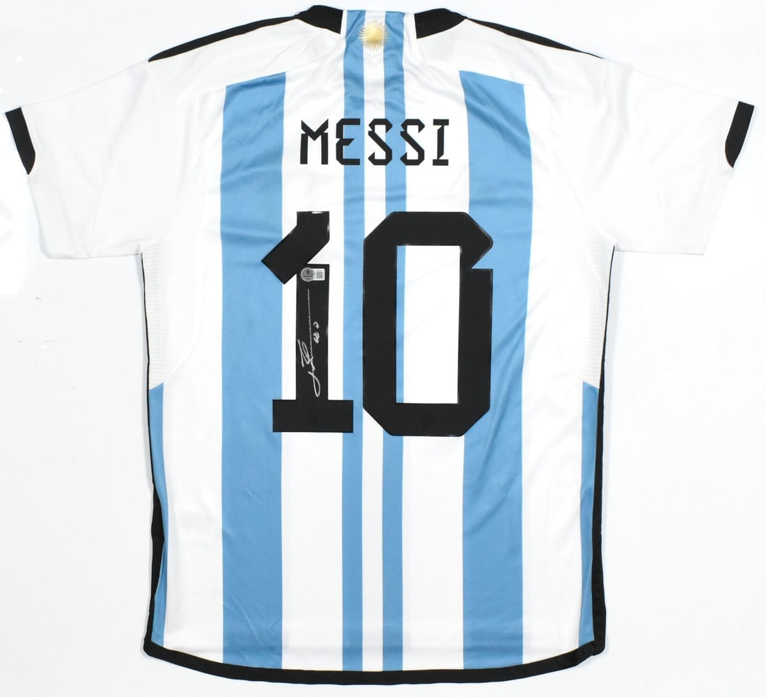 Argentina Home Soccer Jersey Autographed by Lionel Messi Beckett Holo M LOA (1 of 5)